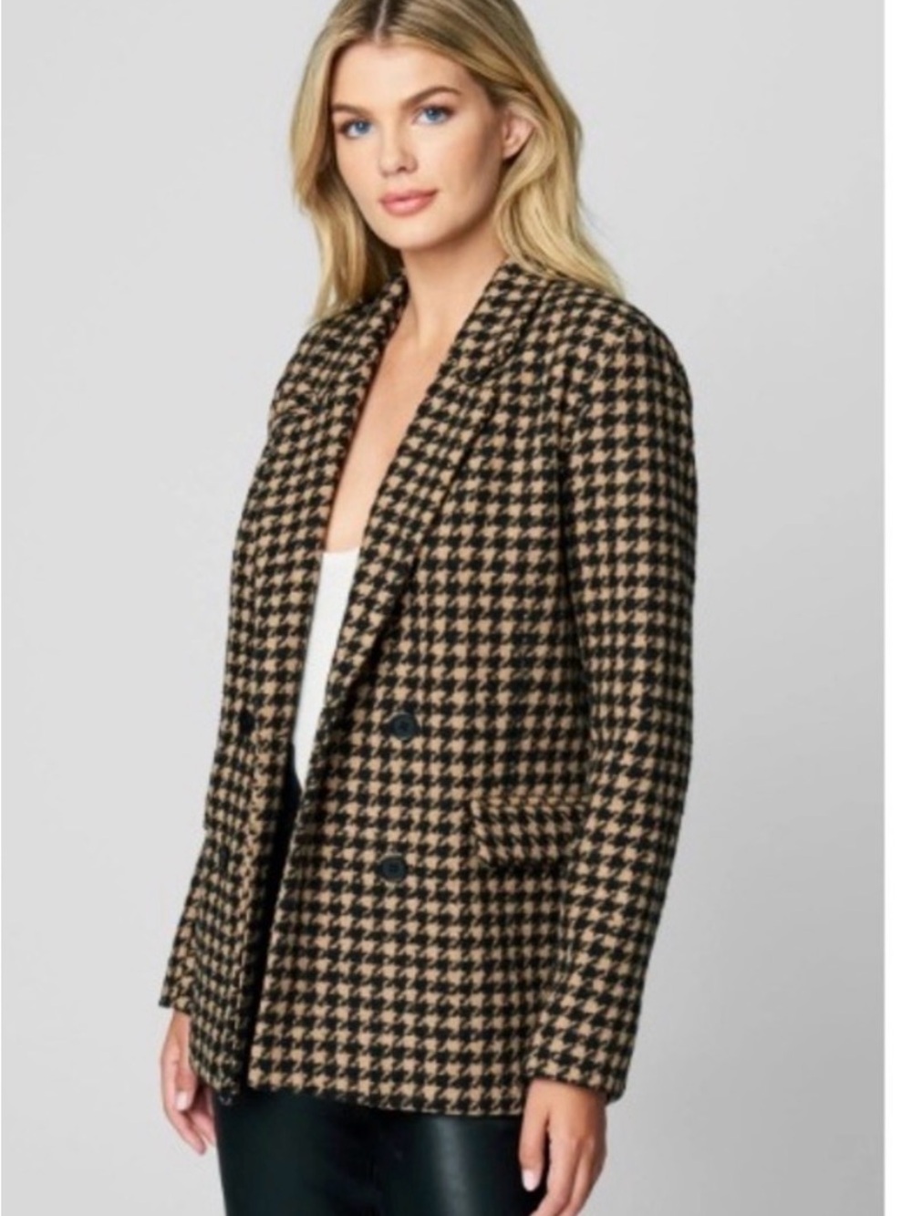 Blank NYC Book Club Blazer Houndstooth Camel